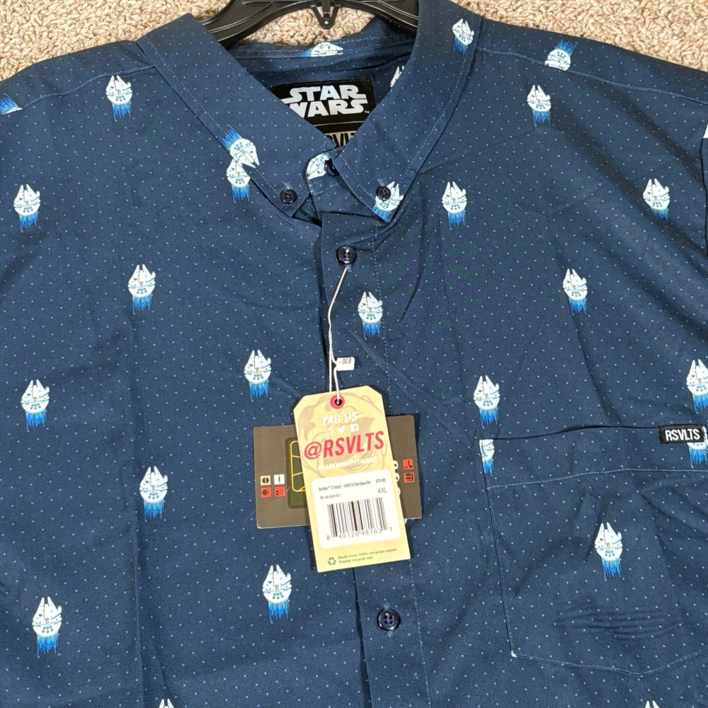 RSVLTS Star Wars 12 Parsecs Kunuflex Shirt Navy Blue Millennium Falcon 4XL NEW